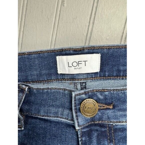 Loft Size 4 Womens Jeans High Rise Straight Mid Rise Stretch Crop Cuff - Picture 4 of 5